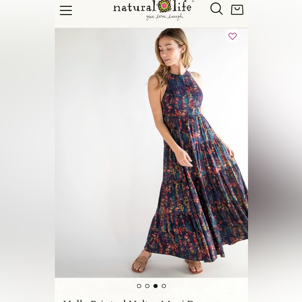 NATURAL LIFE Navy Floral Halter Maxi Dress
